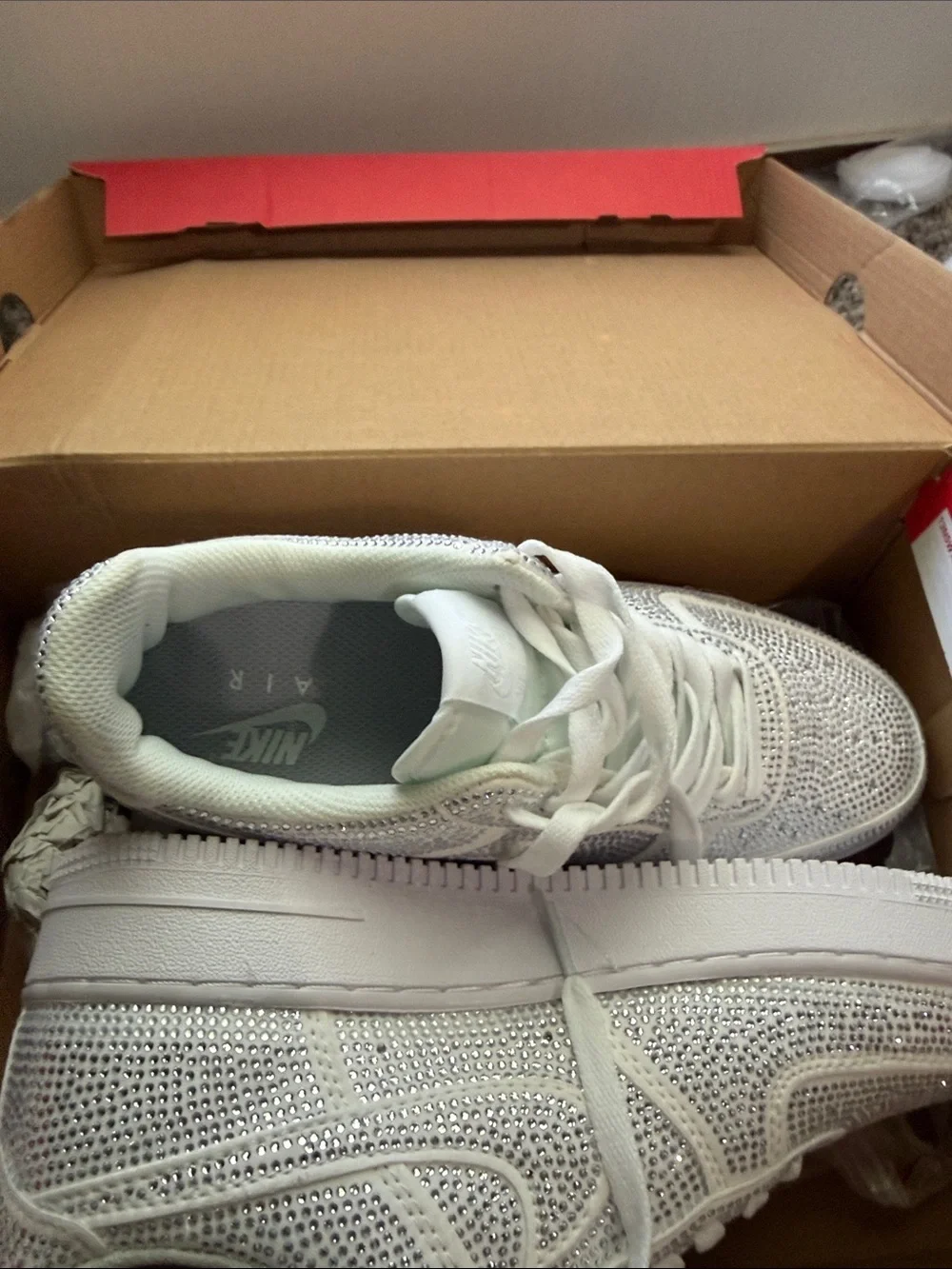 Nike Women's White Crystal Rhinestone Athletic Sneakers